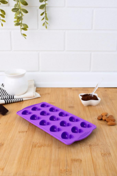 SİLİCOLİFE KALP ÇİKOLATA VE BUZ KALIBI (VAKUMLU) LİLA