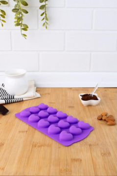 SİLİCOLİFE KALP ÇİKOLATA VE BUZ KALIBI (VAKUMLU) LİLA