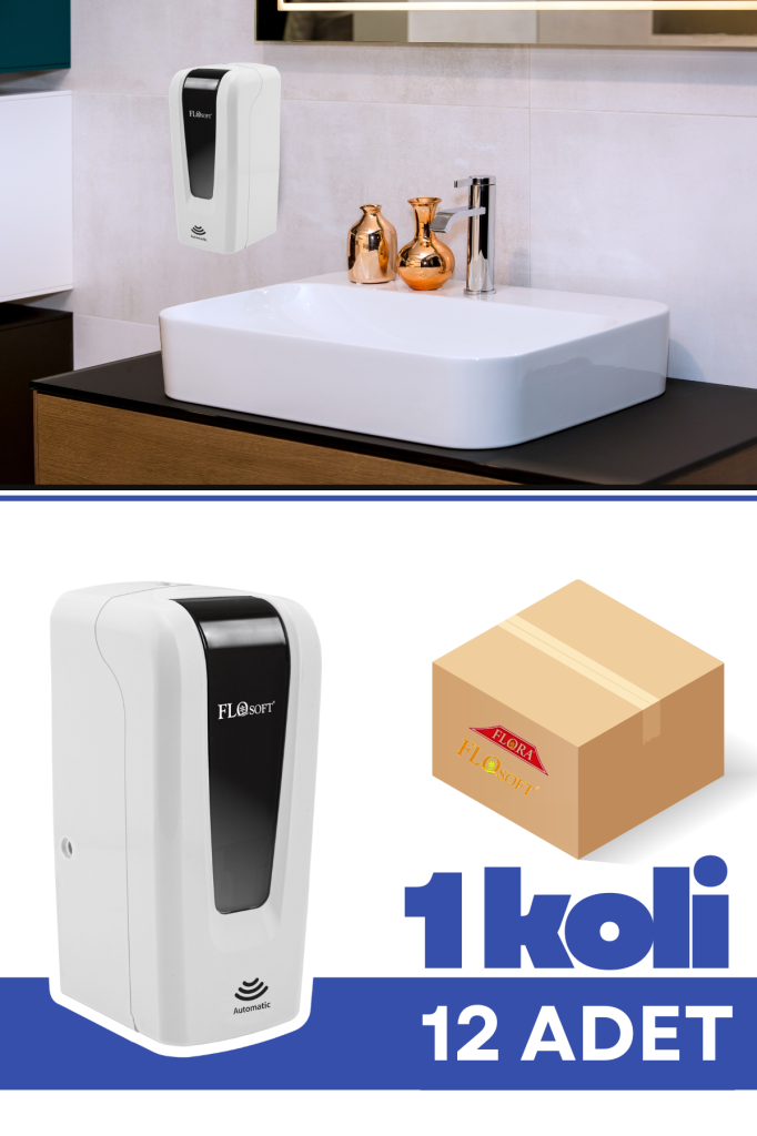 Flosoft F046 Otomatik Sensörlü Köpük Verici 1000 ml, Fotoselli Temassız Duvara Monte Köpük Dispenseri Sabunluk 1 Koli=12 Adet