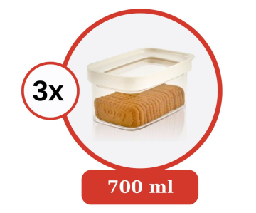 Flosoft 3’lü Lüks Kristal Dikdörtgen Erzak Saklama Kabı Seti 3x700ml