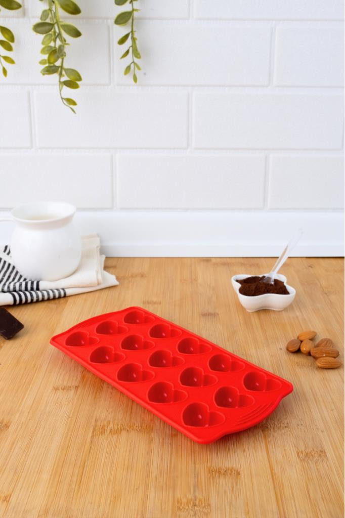 SİLİCOLİFE KALP ÇİKOLATA VE BUZ KALIBI (VAKUMLU) Kırmızı