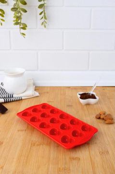 SİLİCOLİFE KALP ÇİKOLATA VE BUZ KALIBI (VAKUMLU) Kırmızı