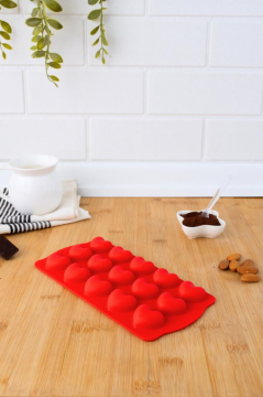 SİLİCOLİFE KALP ÇİKOLATA VE BUZ KALIBI (VAKUMLU) Kırmızı