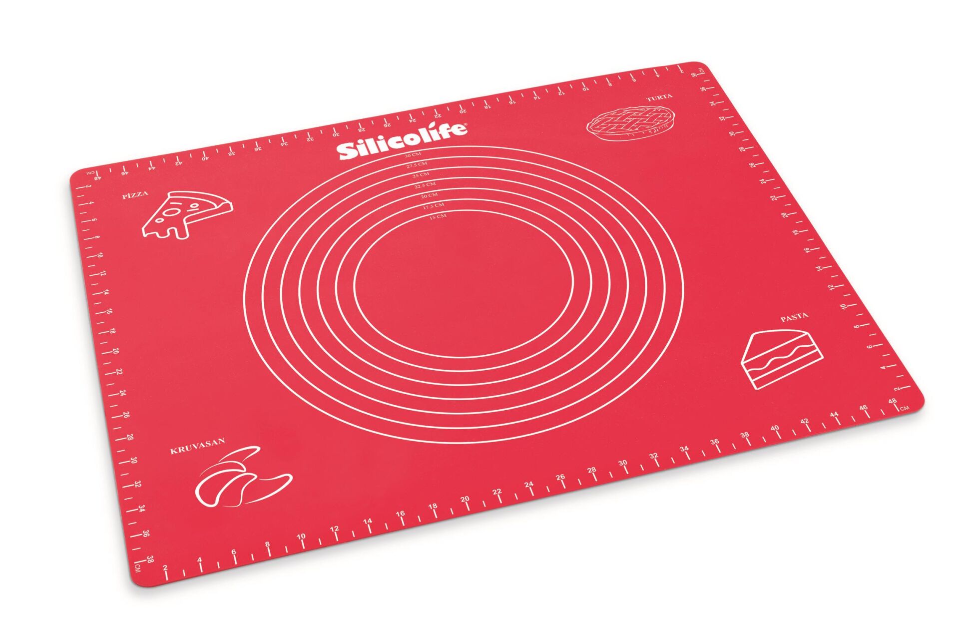 SİLİCOLİFE ÖLÇÜLÜ SİLİKON HAMUR AÇMA MATI 40CMx50CM SL-044 Kırmızı