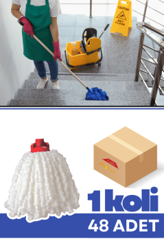 Flora F048 Ultra Mikrofiber Mop 48 Adet, Boğumlu Dokulu Yüzey Temizleyici Paspas Yedeği ! Koli=48 Adet