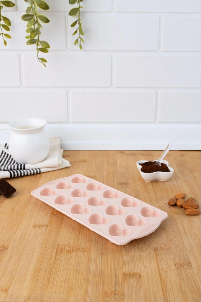 SİLİCOLİFE KALP ÇİKOLATA VE BUZ KALIBI (VAKUMLU) SOFT PEMBE