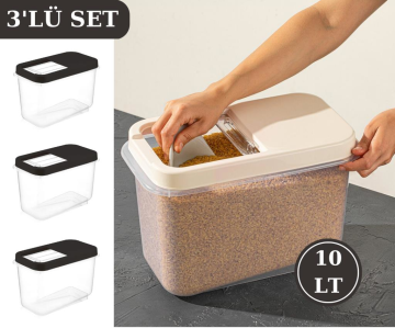 Flosoft Multibox 10 LT Kaydırak Kapaklı Erzak Saklama Kabı 3’lü Set 3x10lt FÜME