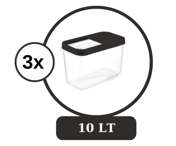 Flosoft Multibox 10 LT Kaydırak Kapaklı Erzak Saklama Kabı 3’lü Set 3x10lt FÜME