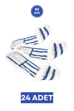 Flora FT502 Mikrofiber Nemli Mop 50 cm 24 Adet, Profesyonel Cepli Geniş Paspas Yedeği 1 Koli=24 Adet