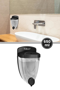 Flosoft Duvara Monte Siyah Sıvı Sabunluk, Mutfak Banyo Şampuan Duş Dezenfektan Sabun Dispanseri F011 Siyah