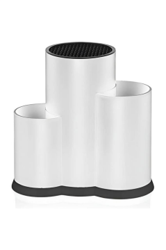 Flosoft Tezgah Üstü Bıçaklık, 3 Bölmeli Kaşık Bıçak Çatal Standı Çok Amaçlı Mutfak Düzenleyici Beyaz