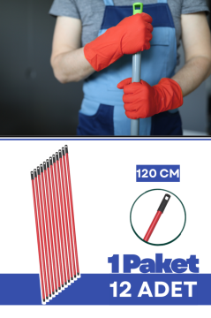 Flora FT519 Metal Vidalı Sap 120 cm 12 Adet, Standart Uyumlu Dayanıklı Temizlik Sopası 1 Paket=12 Adet