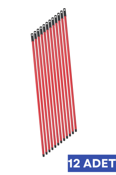 Flora FT519 Metal Vidalı Sap 120 cm 12 Adet, Standart Uyumlu Dayanıklı Temizlik Sopası 1 Paket=12 Adet