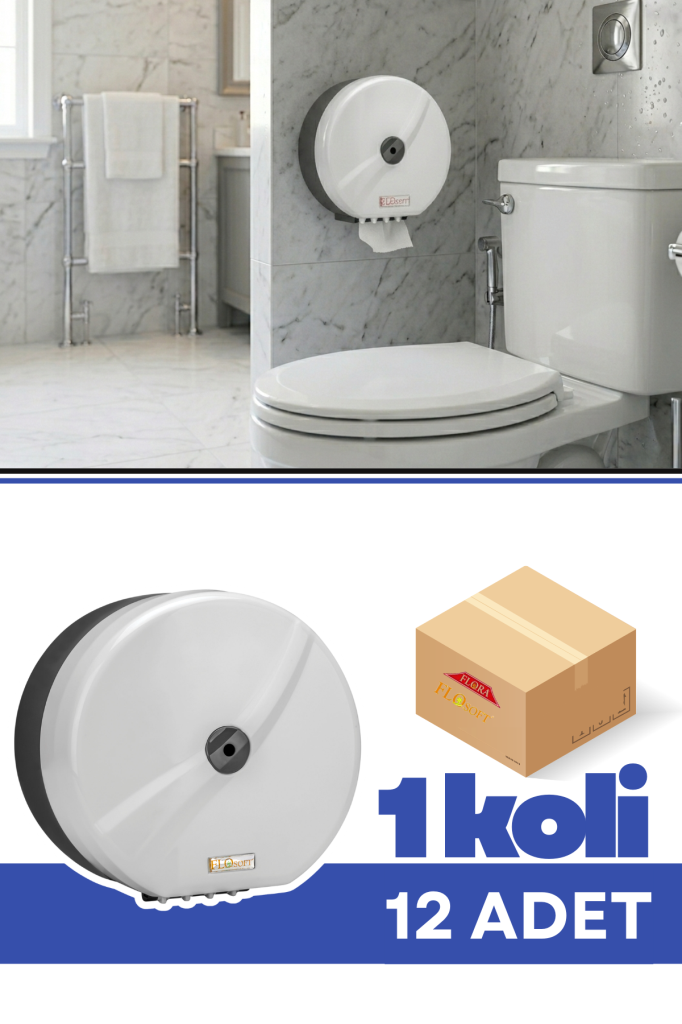 Flosoft F096 Mini Cimri WC Kağıt Dispenseri 12 Adet, Hijyenik ve Tasarruflu Duvara Monte Tuvalet Kağıdı Verici