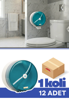 Flosoft F096M Mini Cimri WC Kağıt Dispenseri Mavi 12 Adet, Hijyenik ve Tasarruflu Duvara Monte Tuvalet Kağıdı Verici