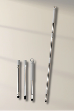 Mega Mop Sap Takımı, Mega Mikrofiber Havlu Mop + 3 Parçalı Krom Sap Gri 110 cm Seti