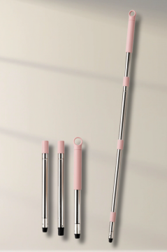 3 Parçalı Mop Sapı 110 cm, Tüm Marka Model Paspas Mop Fırçalarla Uyumlu Çok Amaçlı Oto Sap Pembe