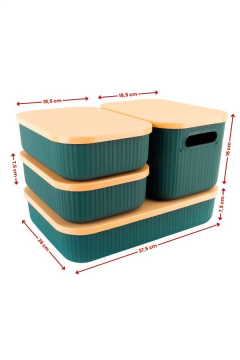 Çok Amaçlı Dolap İçi Düzenleyici Kapaklı Saklama Kutusu Takı, Makyaj, Banyo ve Mutfak Düzenleyici 4'lü Set Yeşil (3,2 lt 6,2 lt,6,8 lt)