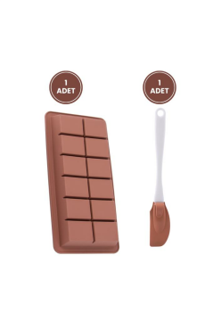 Dubai Çikolatası Kalıbı Silikon Çikolata Kalıbı ve Spatula 2'li Set