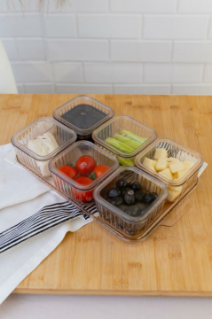 6 Bölmeli Tepsili Ve Kapaklı 13 Parça Kahvaltılık Seti, Saklama Kabı