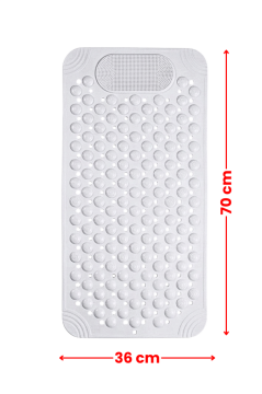 Vantuzlu Banyo ve Küvet Matı, Kaydırmaz Duş Paspası Gözenekli Ayak Masaj Halısı (70x36cm) Beyaz