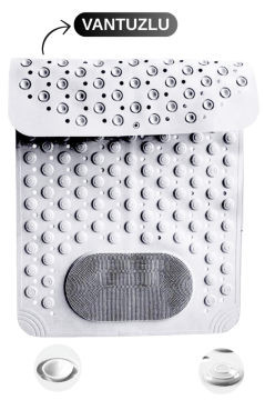 Vantuzlu Banyo ve Küvet Matı, Kaydırmaz Duş Paspası Gözenekli Ayak Masaj Halısı (70x36cm) Beyaz