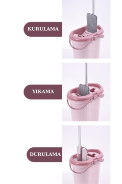 Flora 3 Bölmeli Trio Tablet Mop Temizlik Seti ve 2 Adet Yedek Mikrofiber Mop Bezi