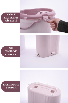 Flora 3 Bölmeli Trio Tablet Mop Temizlik Seti ve 2 Adet Yedek Mikrofiber Mop Bezi