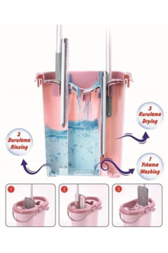 Flora 3 Bölmeli Trio Tablet Mop Temizlik Seti ve 2 Adet Yedek Mikrofiber Mop Bezi