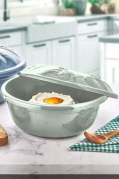 2 Adet Kapaklı Hamur Leğeni 5 Lt, Kek Börek Mayalama Yoğurma Çırpma Saklama Kabı Un Kutusu Yeşil