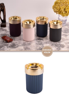 Kokusuz Çizgili Gold Küllük, Dumansız Yuvarlak Küllük Mavi