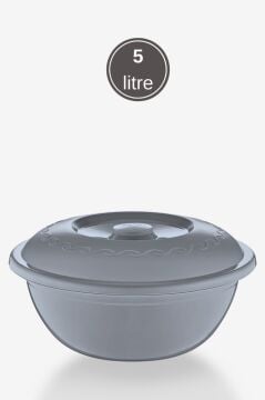 2 Adet Kapaklı Hamur Leğeni 5 Lt, Kek Börek Mayalama Yoğurma Çırpma Saklama Kabı Un Kutusu Gri