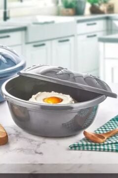 2 Adet Kapaklı Hamur Leğeni 5 Lt, Kek Börek Mayalama Yoğurma Çırpma Saklama Kabı Un Kutusu Gri