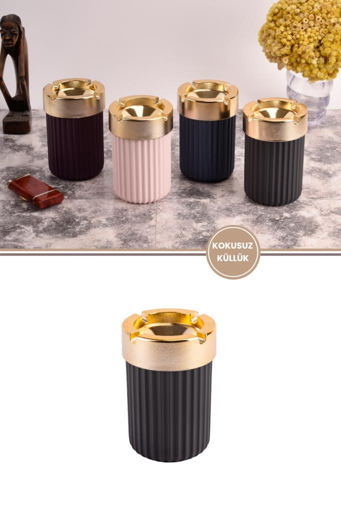 Kokusuz Çizgili Gold Küllük, Dumansız Yuvarlak Küllük ANTİRASİT