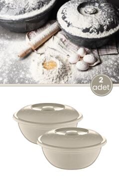 2 Adet Kapaklı Hamur Leğeni 5 Lt, Kek Börek Mayalama Yoğurma Çırpma Saklama Kabı Un Kutusu Kahve