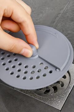 2 Adet Lavabo Süzgeci, Çevirmeli Kapak Koku Önleyici Mutfak Banyo Küvet Gider Tapası 2’li Set Gri