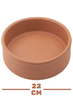 Elizi Çömlekleri Toprak Güveç, Fırın Kabı, Yuvarlak Fırın Tepsisi Küçük Boy 22 cm