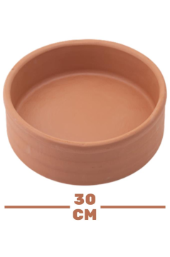 Elizi Çömlekleri Toprak Güveç, Fırın Kabı, Yuvarlak Fırın Tepsisi Büyük Boy 30 cm