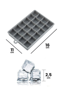 Silikon 24 Bölmeli Küp Buz Kalıbı, Pratik ve Kullanışlı Tasarım Buzluk (2,5x2,5 cm Küp)