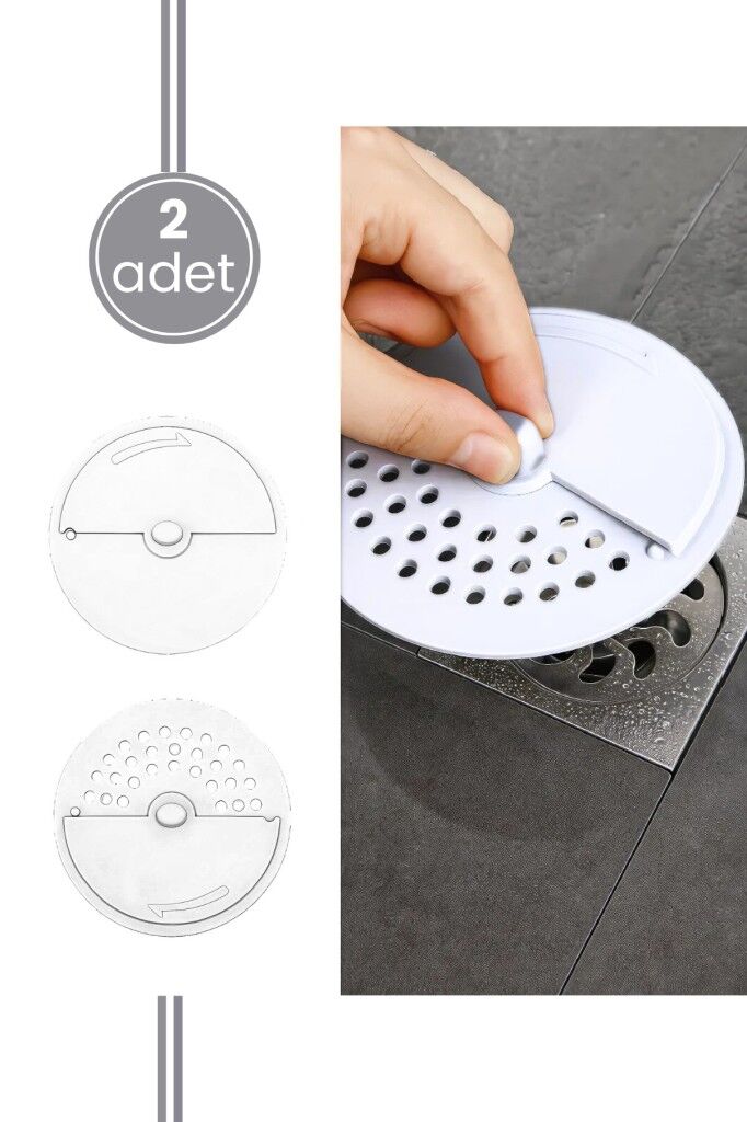 2 Adet Lavabo Süzgeci, Çevirmeli Kapak Koku Önleyici Mutfak Banyo Küvet Gider Tapası 2’li Set Beyaz