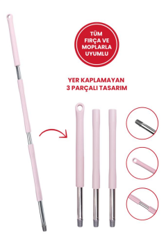 Tüm Vidalı Fırça ve Temizlik Gereçleriyle Uyumlu Mop Sapı, 3 Parçalı, Ayrılabilir, Çok Amaçlı SOFT PEMBE