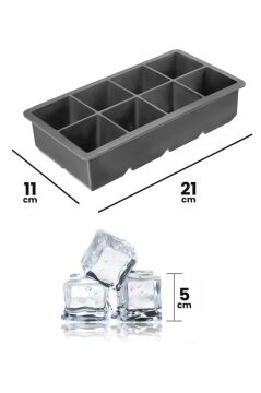 2 Adet Silikon Küp Buzluk Seti, 8 Bölmeli Buz Kalıbı (5cm Küp) + 24’lü Buz Kalıbı (2,5cm Küp) Seti