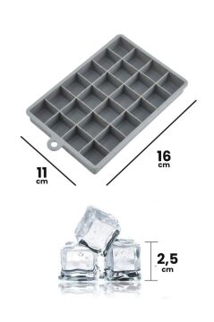 2 Adet Silikon Küp Buzluk Seti, 8 Bölmeli Buz Kalıbı (5cm Küp) + 24’lü Buz Kalıbı (2,5cm Küp) Seti