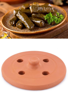 Elizi Çömlekleri Toprak Dolma Taşı, Toprak Güveç Sarma Dolma Taşı Kapağı Küçük Boy 19 cm
