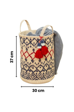 Kilim Yuvarlak Sepet, El çantası, Plaj Çantası 37x30 cm