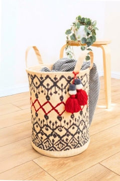 Kilim Yuvarlak Sepet, El çantası, Plaj Çantası 37x30 cm