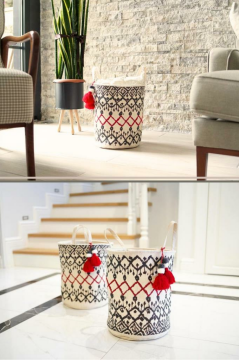 Kilim Yuvarlak Sepet, El çantası, Plaj Çantası 37x30 cm