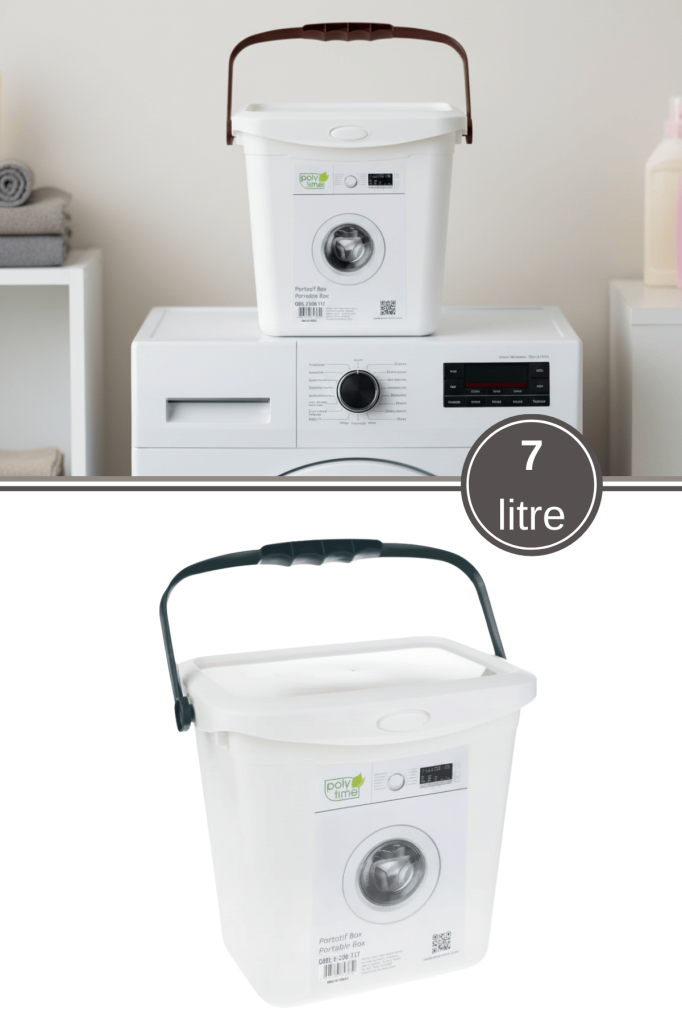 Flora 7 Lt Deterjan Kutusu, Kulplu Kapaklı Banyo Dolap Düzenleyici Saklama Kabı 1 Adet