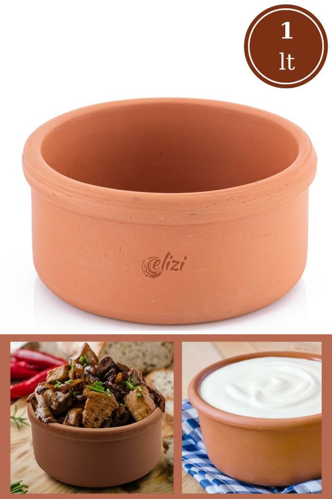 Elizi Çömlekleri Toprak Güveç Kasesi, Toprak Çömlek Yoğurt Kabı 1 LT