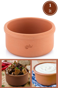 Elizi Çömlekleri Toprak Güveç Kasesi, Toprak Çömlek Yoğurt Kabı 1 LT